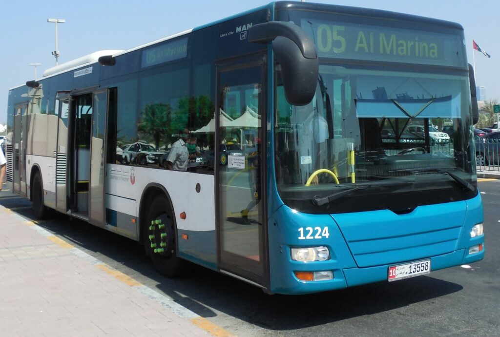 Blue Abu Dhabi passenger bus