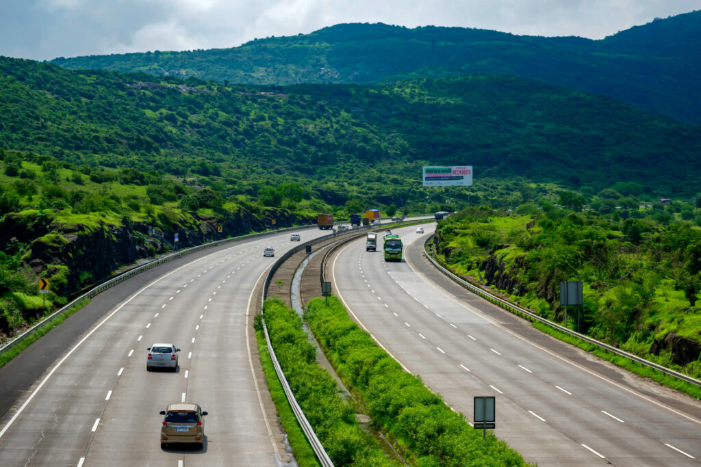 large freeway cuts through forest