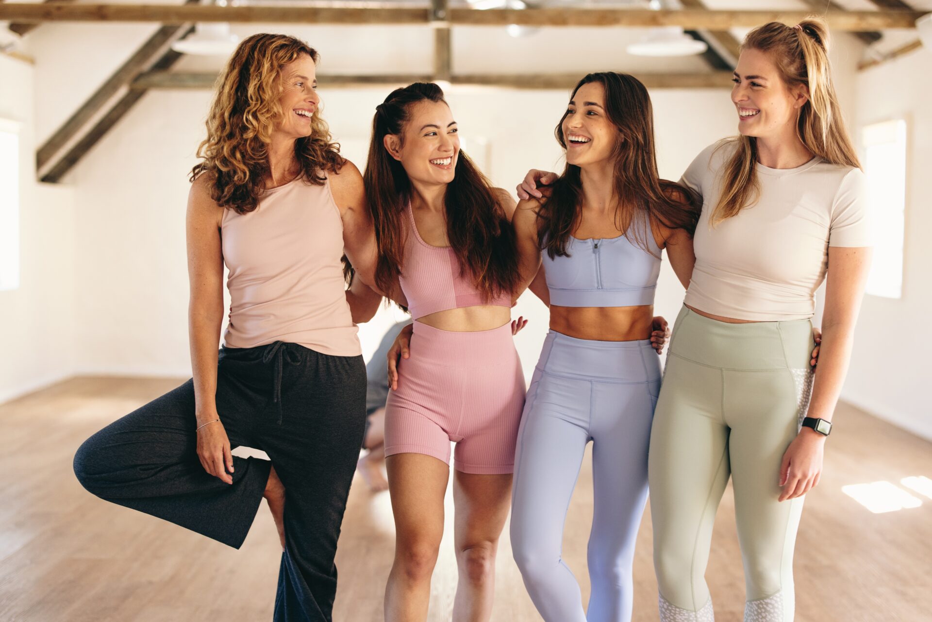 Group of women in workout attire.