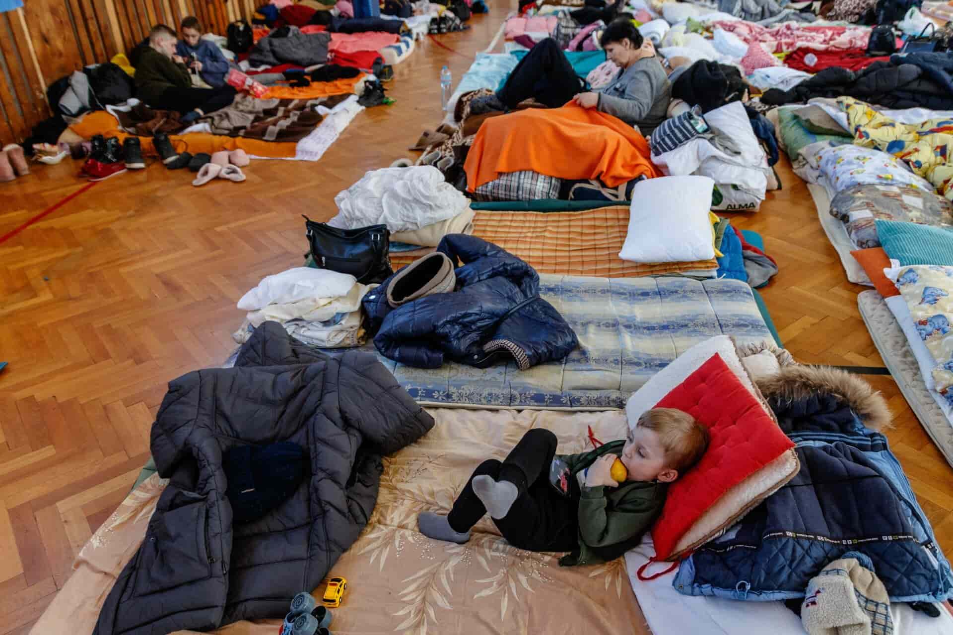 Ukrainian children in refugee camps