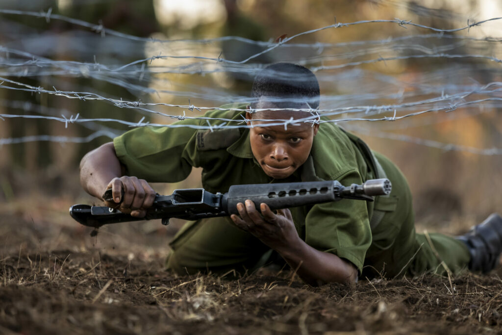The Akashinga female rangers undergo tough training in the bush in Zimbabwe. Credit: Brent Stirton