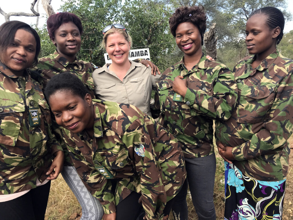 Holly budge with female rangers on poaching front line