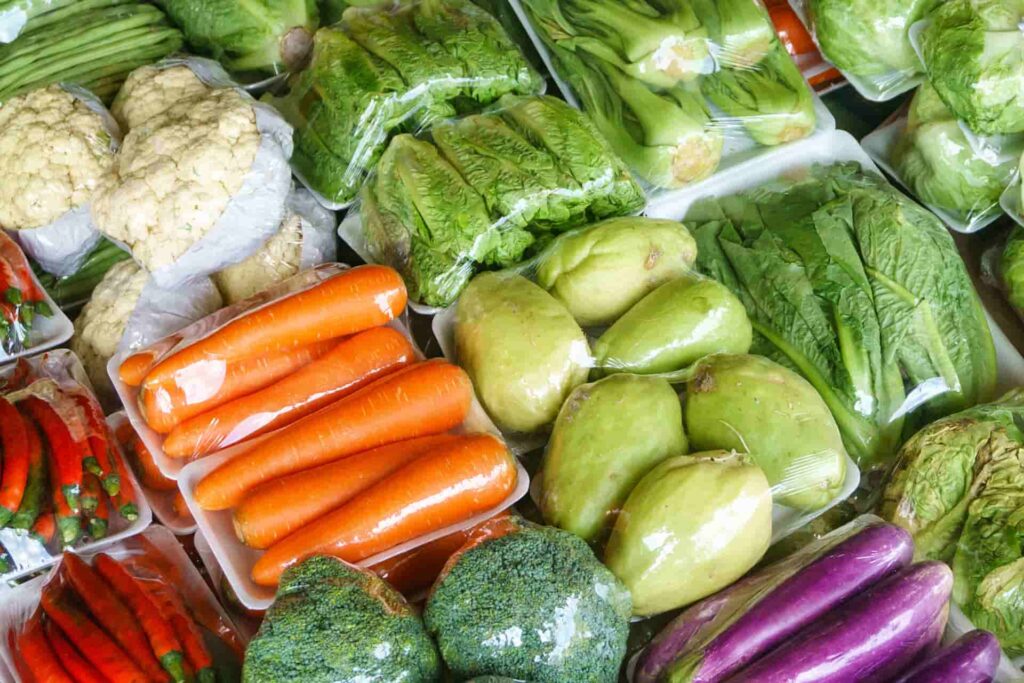 plastic used was for unnecessary fruit and vegetable packaging