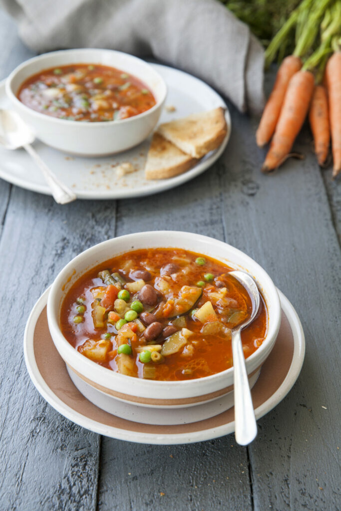 You can use any of your favourite vegetables and leftovers in this rustic soup. Credit: Alexio Pasquali