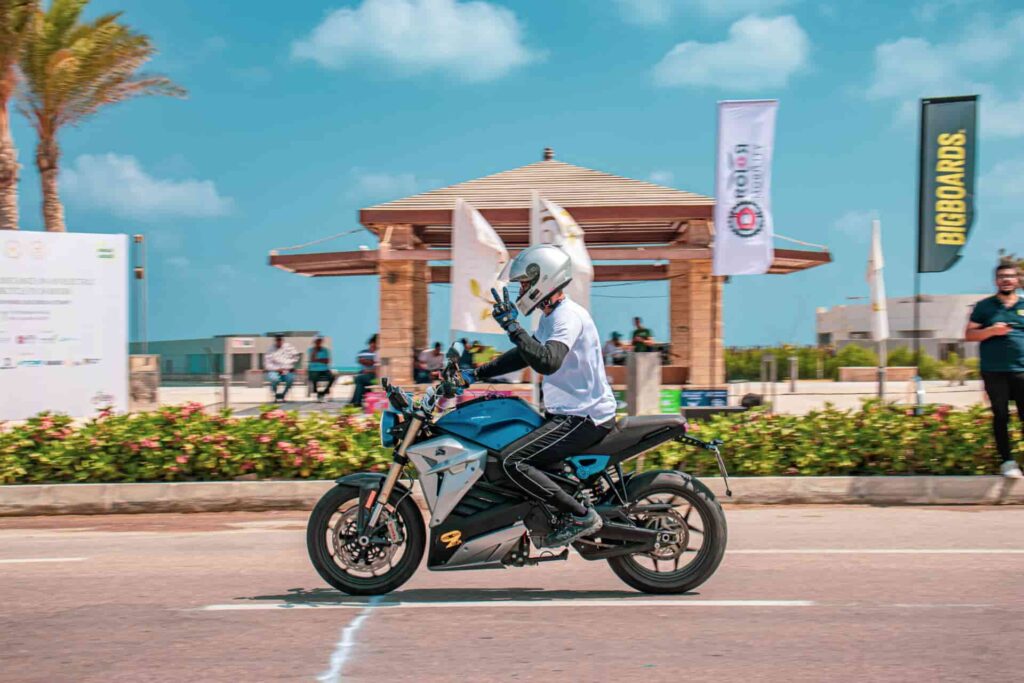 ali abdo record breaking attempt to save the planet on an E motorcycle