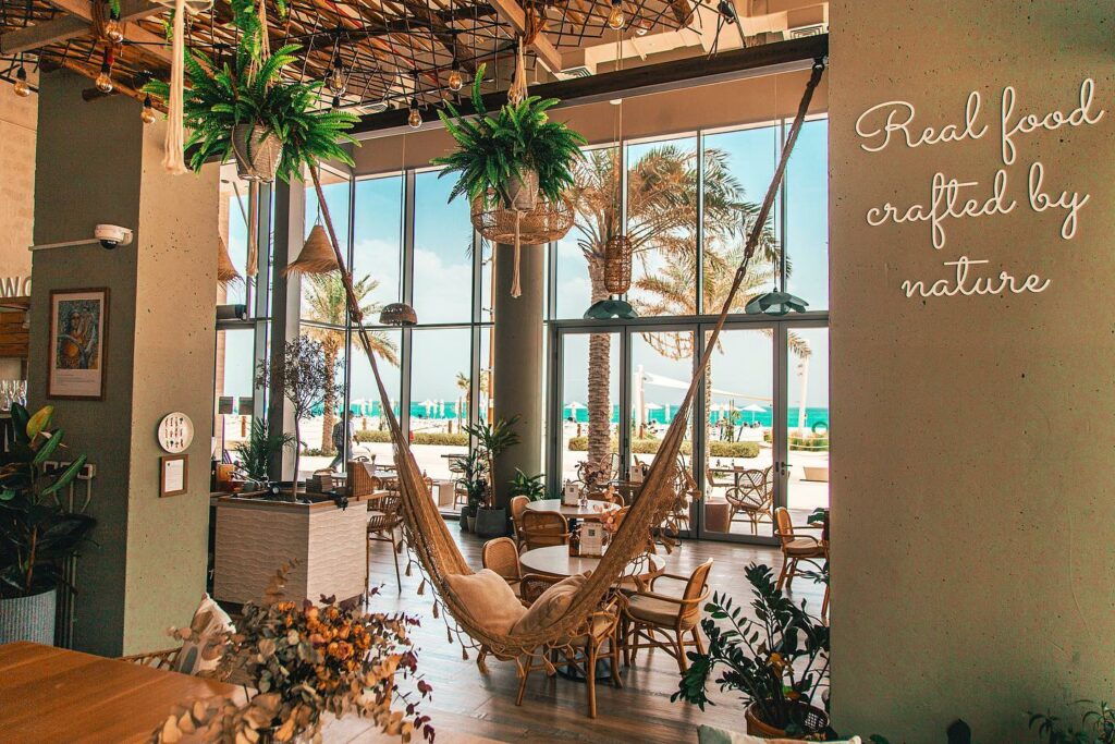 restaurant with hammock looking out to the sea