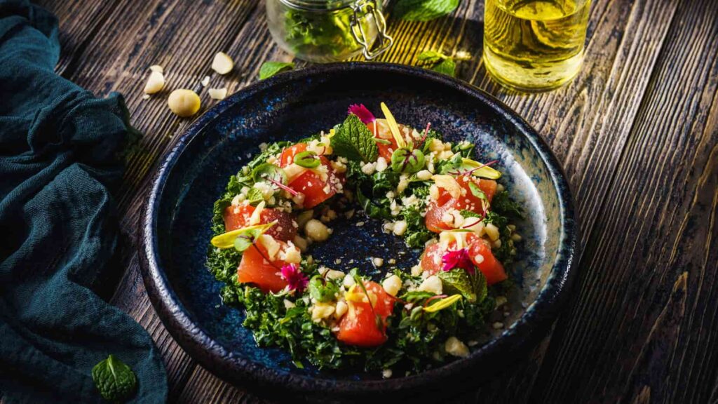 healthy watermelon salad at Folia