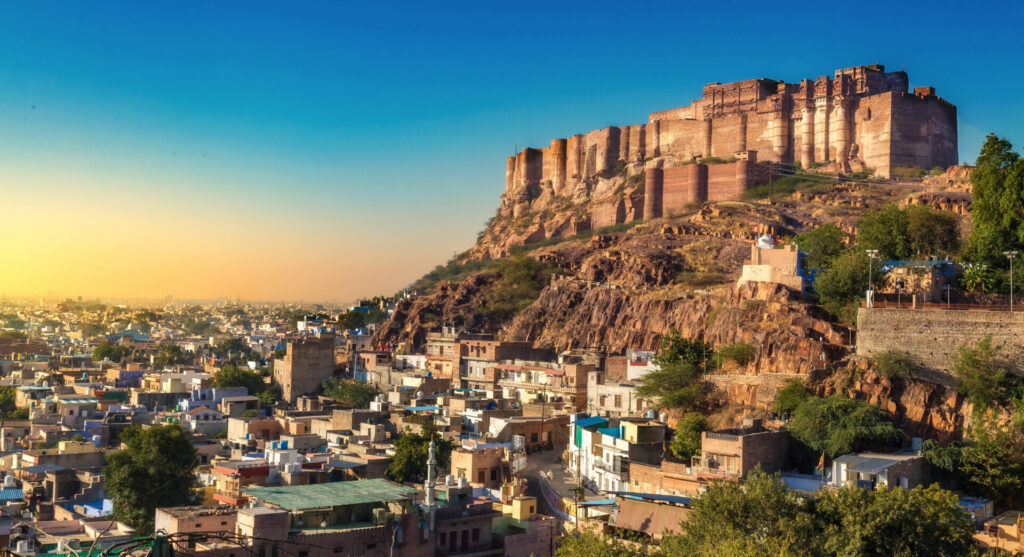 Views of jodhpur from the Mehrangarh Fort at sunset 