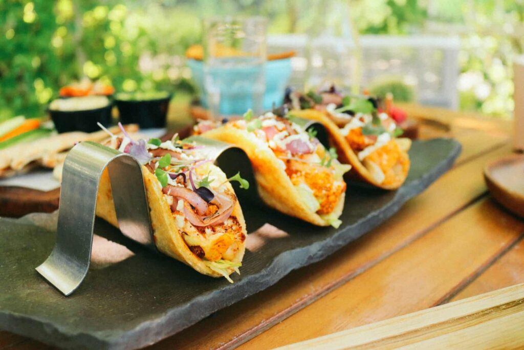 vegan tacos at Bounty Beets planet based restaurent in dubai