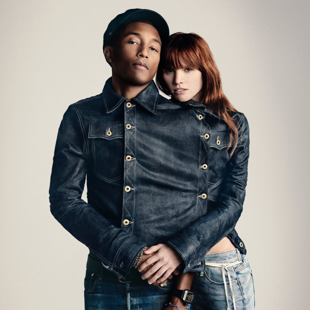 Pharrell Williams with G-Star raw denim jacket