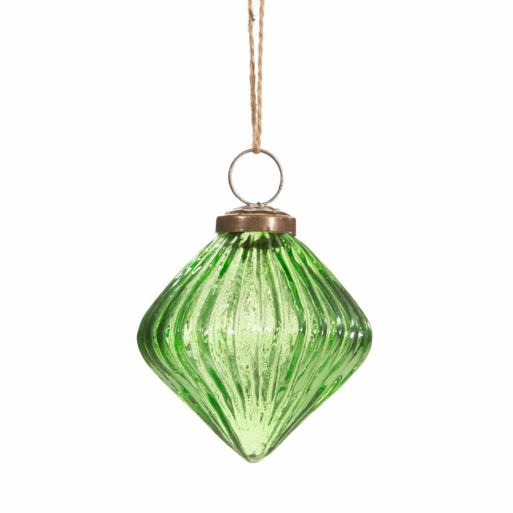 Green Recycled glass diamond christmas eco decoration 