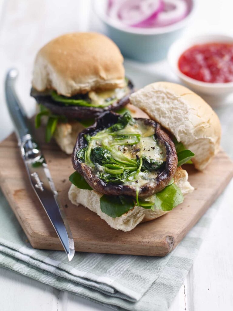 Mushroom and watercress sliders made using leftovers