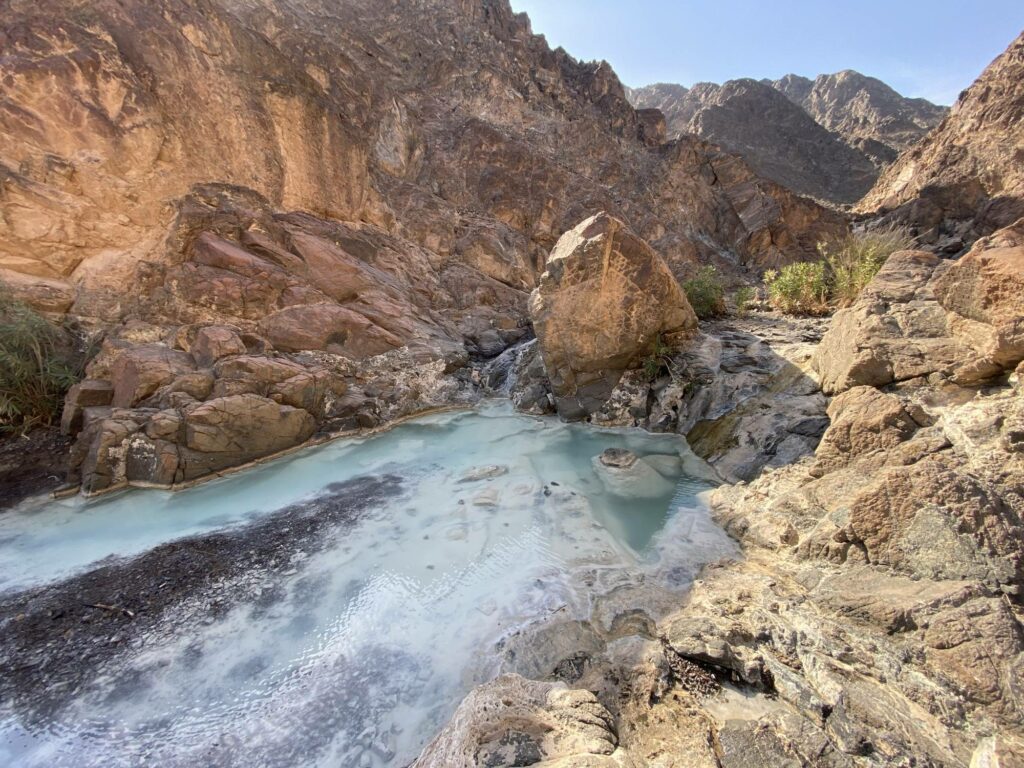 sulphur pool in mountains 