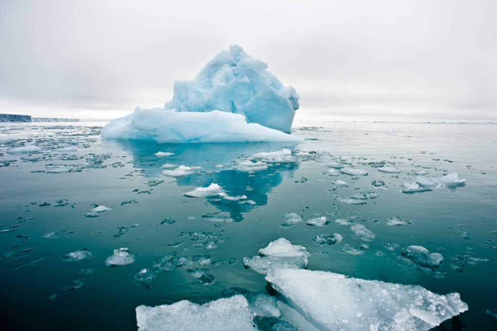 Polar ice shield melting because of climate crisis 