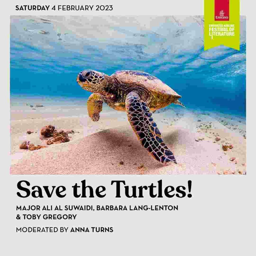 poster for a talk on turtles at the emirates airline festival of literature