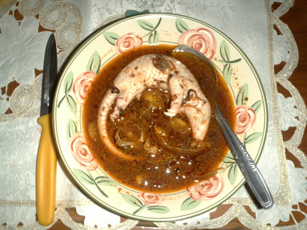 a pangolin served up for dinner in soup