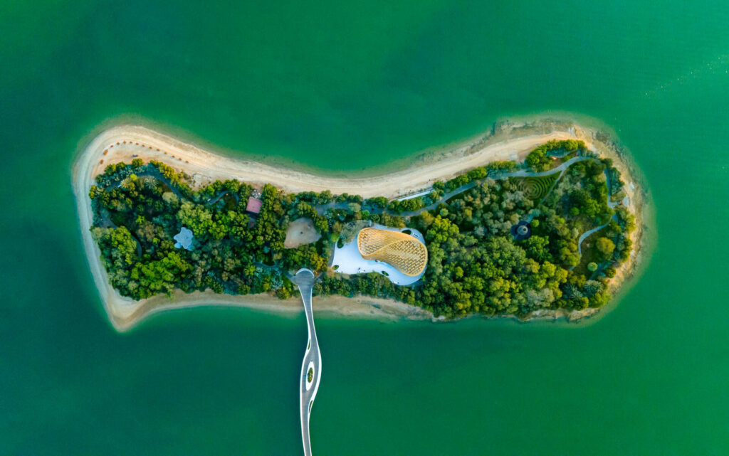 aerial shot of an island 