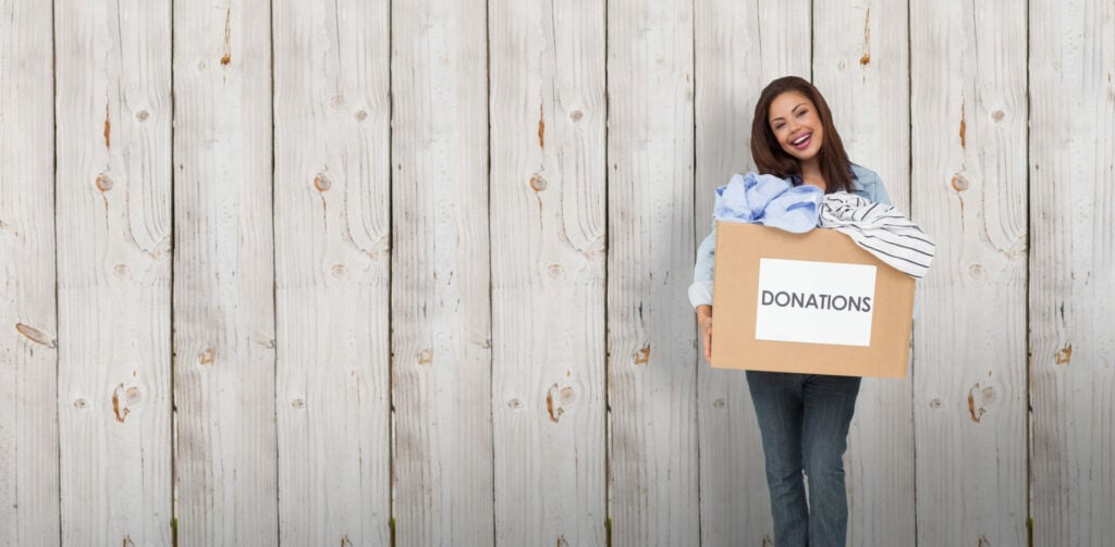 woman donating clothes