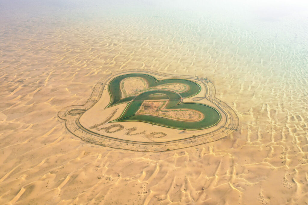 love heart shaped lakes in the desert