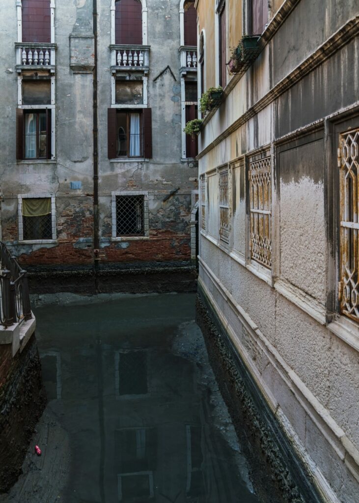 venice canal with little water 