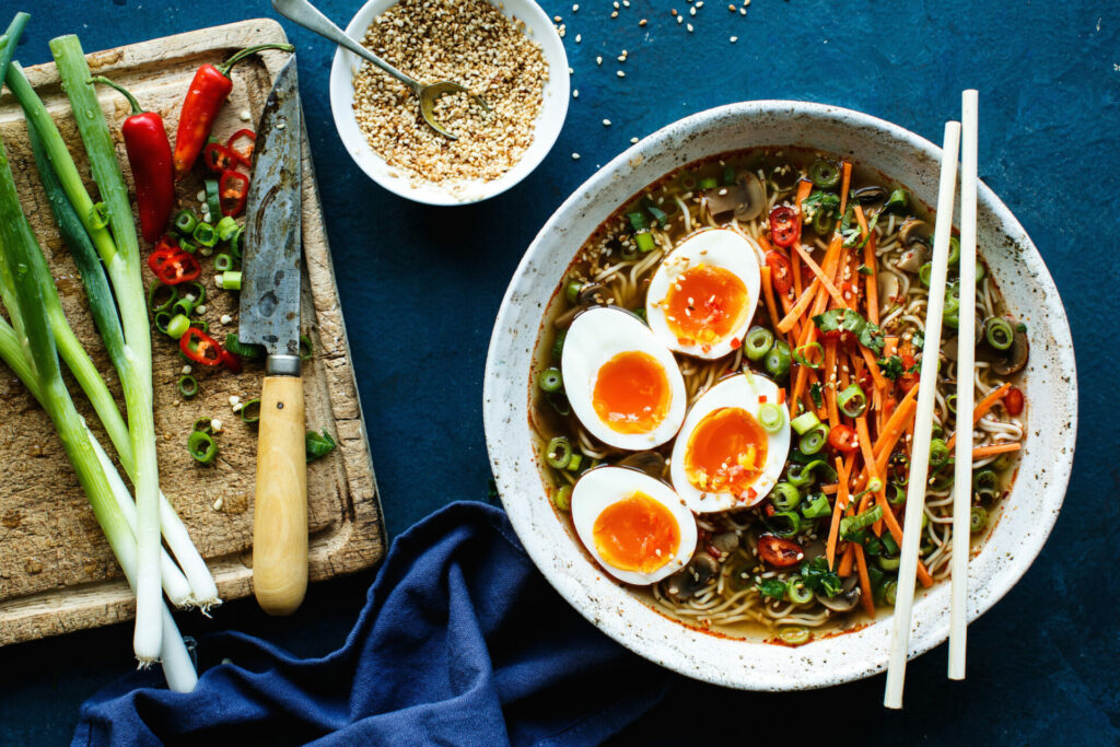 Fresh chilies in the ramen turn up the heat for Valentine's Day.