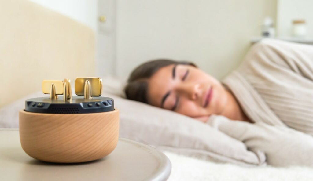 woman sleeping next to the sleep machine 