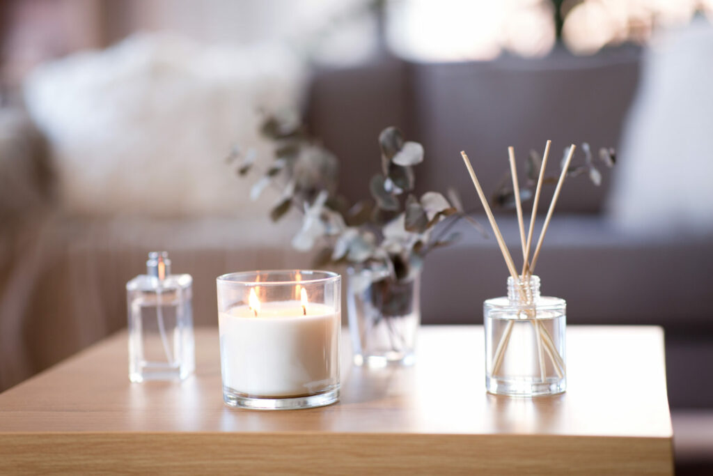 candles and diffusers on a table