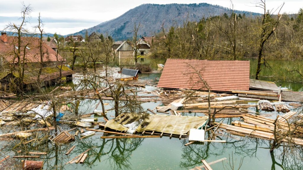 houses wrecked by recent floods 