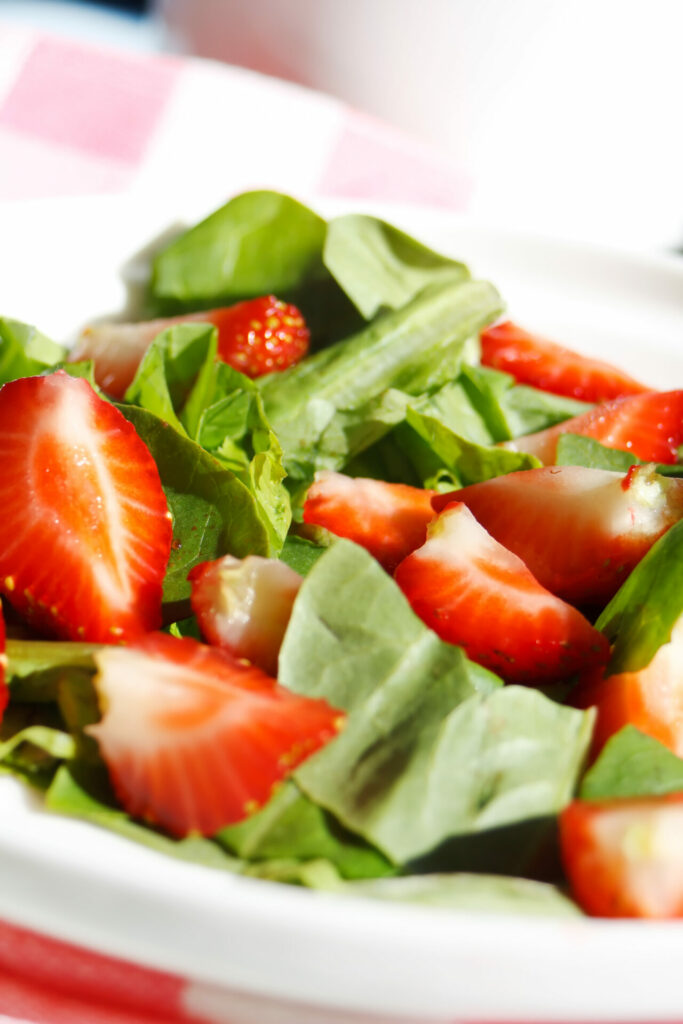 strawberries and spinach salad - two products that topped the dirty dozen list 