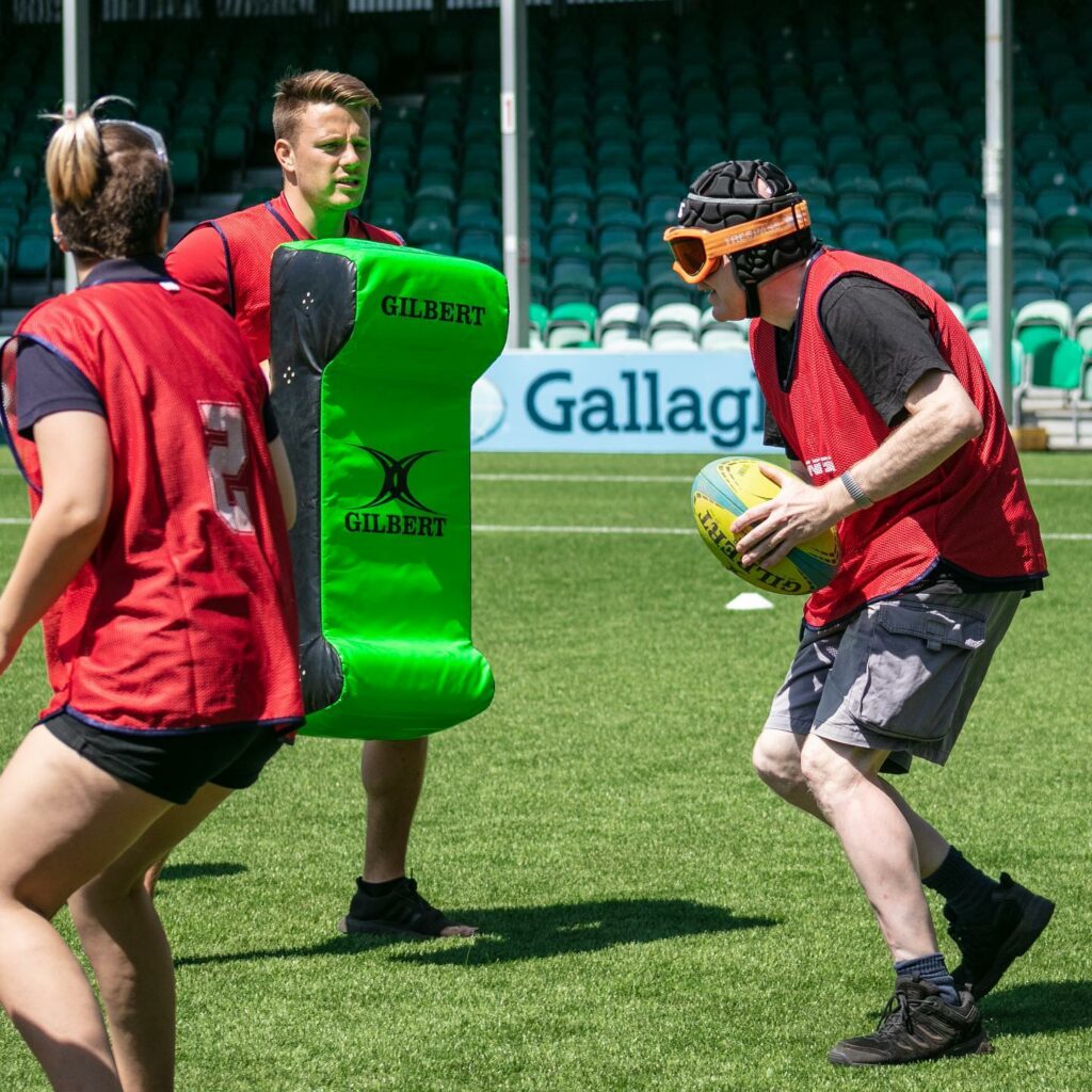 players practicing for visually impaired rugby