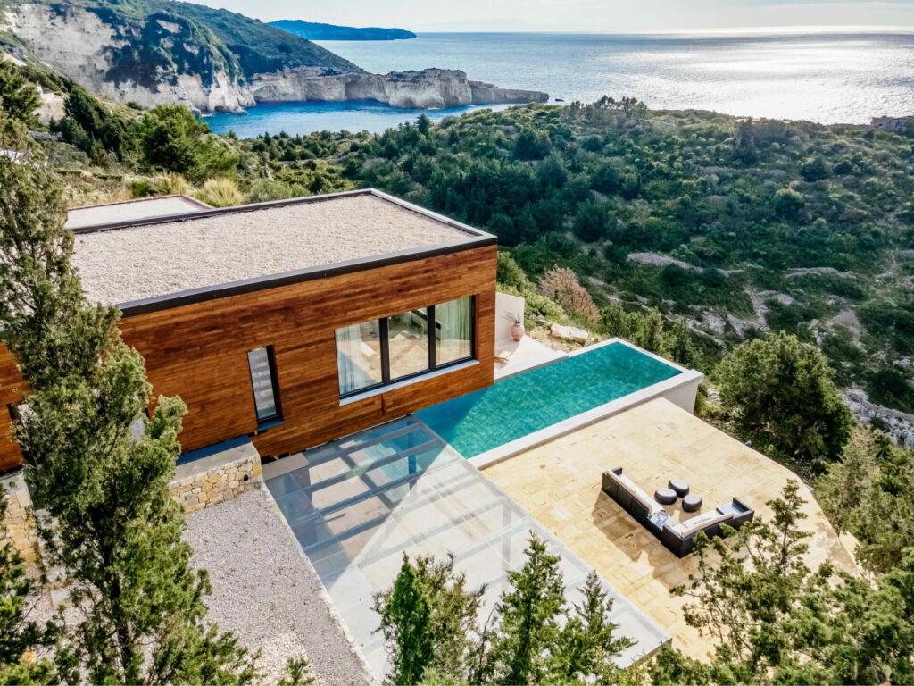 this new bioclimatic home on the Greek island of paxos has stunning vista and is the ultimate in sustainable properties