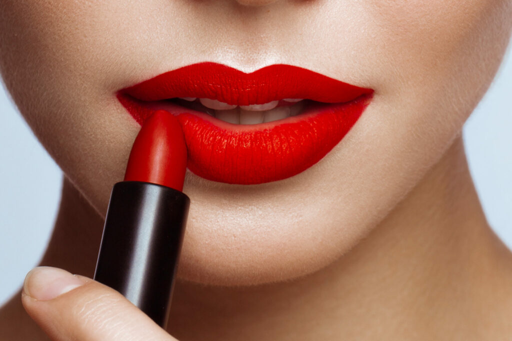 apply matte red lipstick for statement pout 