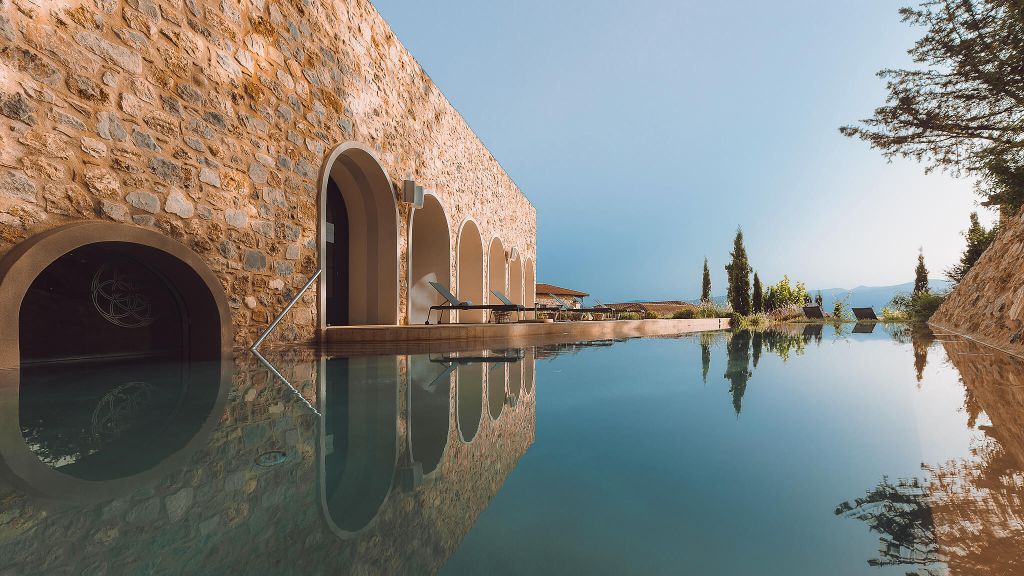 swimming pool and traditional building 