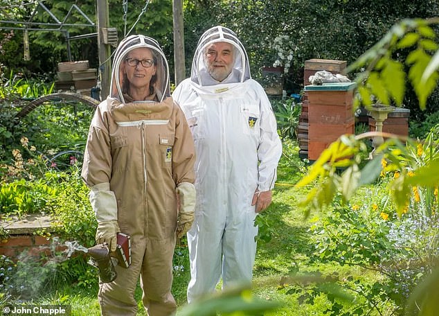 royal hives beekeeper in suit 