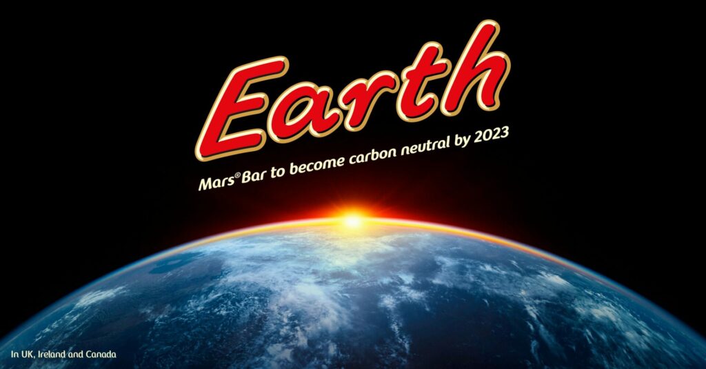 mars bar poster claiming to become carbon neutral by 2023 