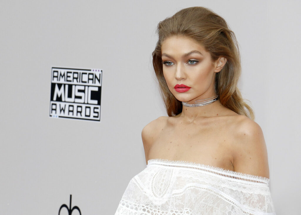 Gigi Hadid at american music awards in 2016 - three years after her mum sparked the phenomenon that became known as the almond mum 