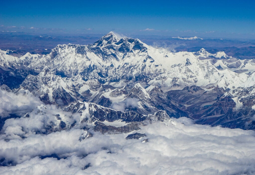 Mount Everest from a plane window 