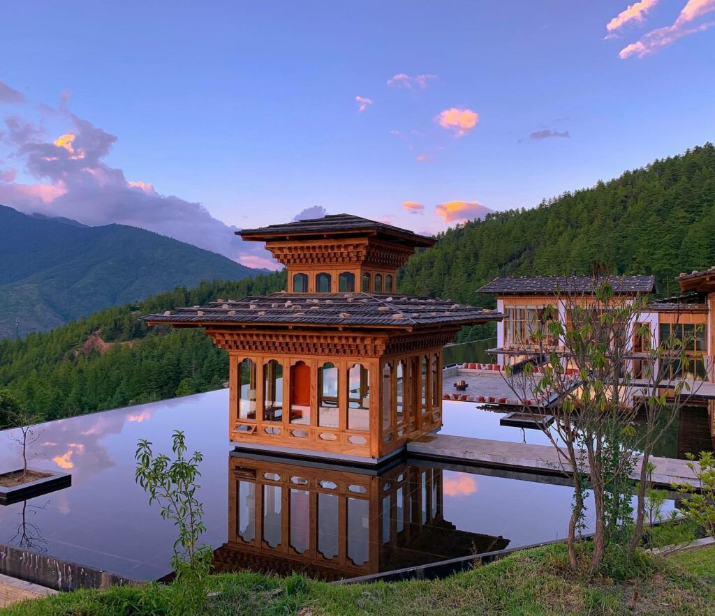 six senses thimphu under a pink sky 