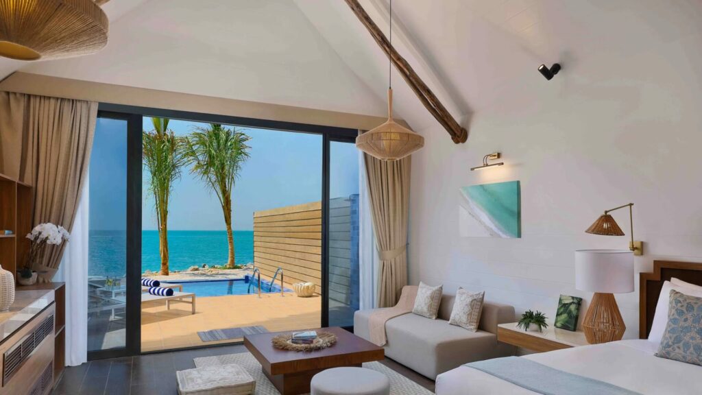 hotel room looking out to sea