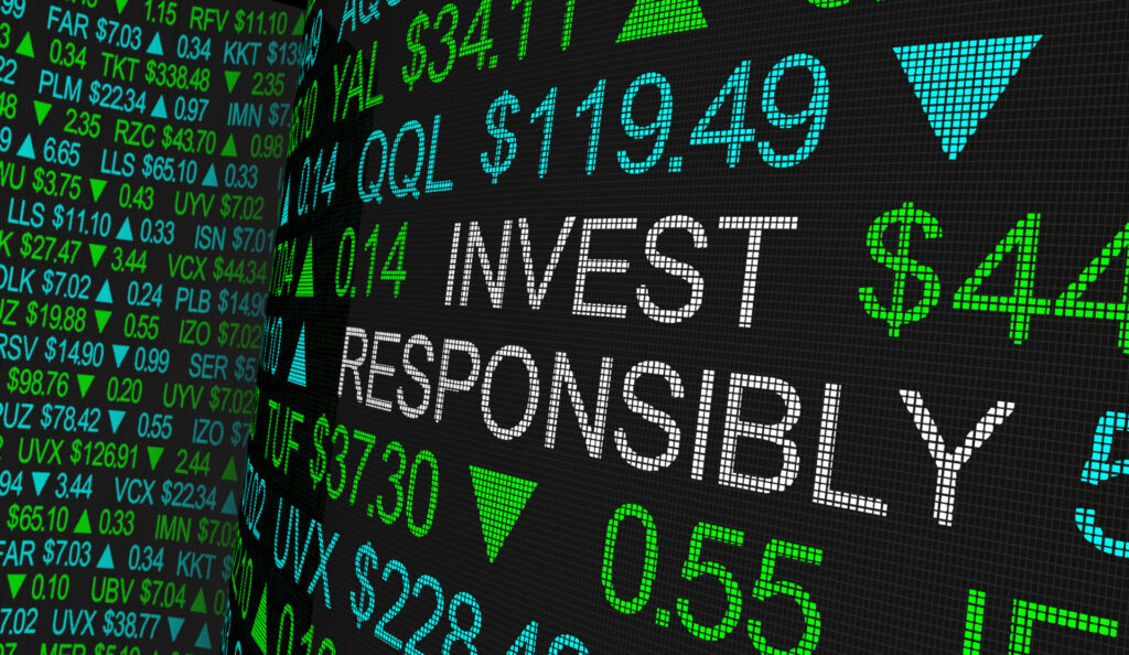 financial index screen saying invest responsibly 