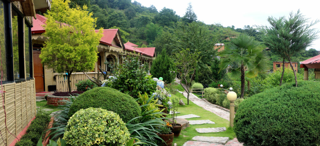 garden and grounds of one of the silent retreats