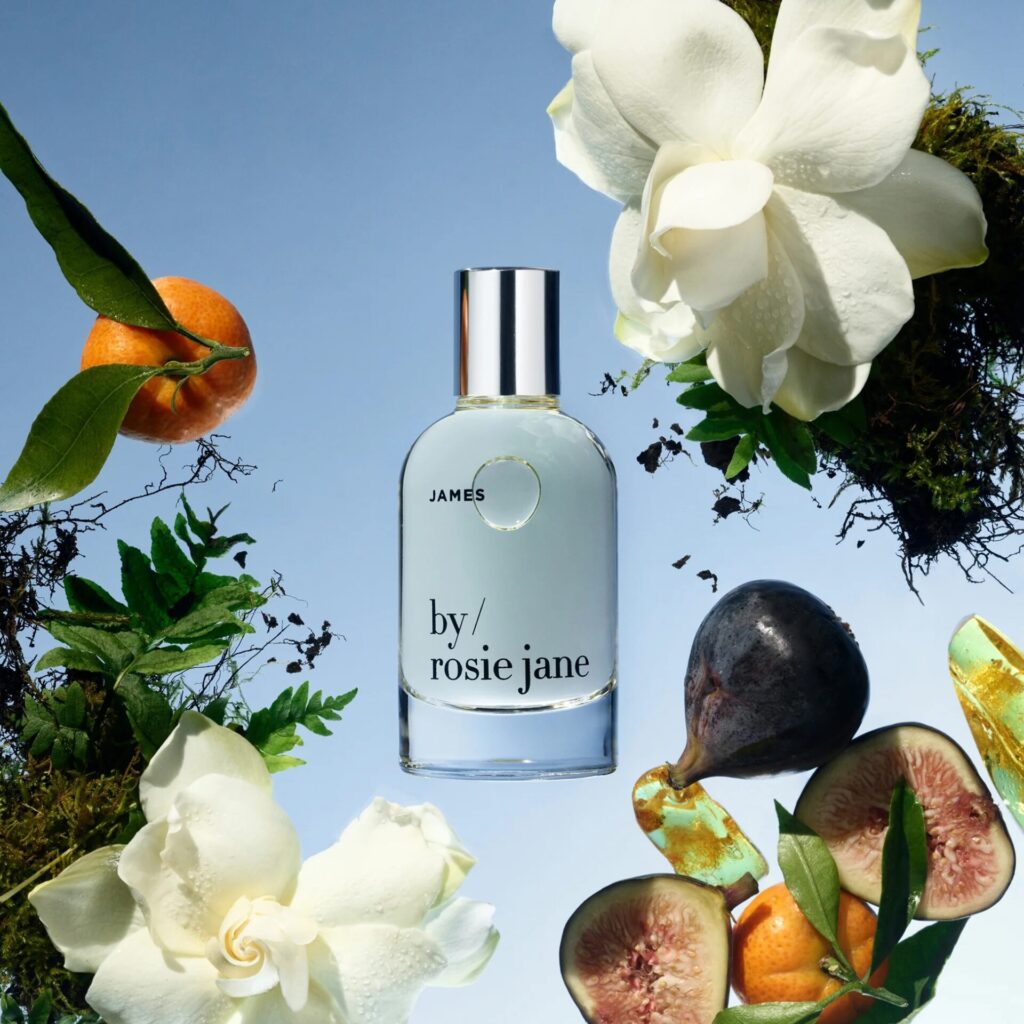 perfume bottle with fruits