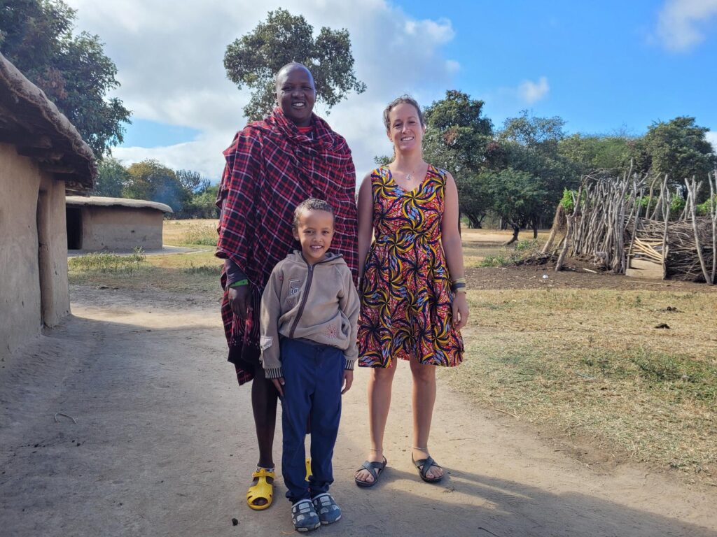 Stephanie Fuchs with her Maasai husband and child