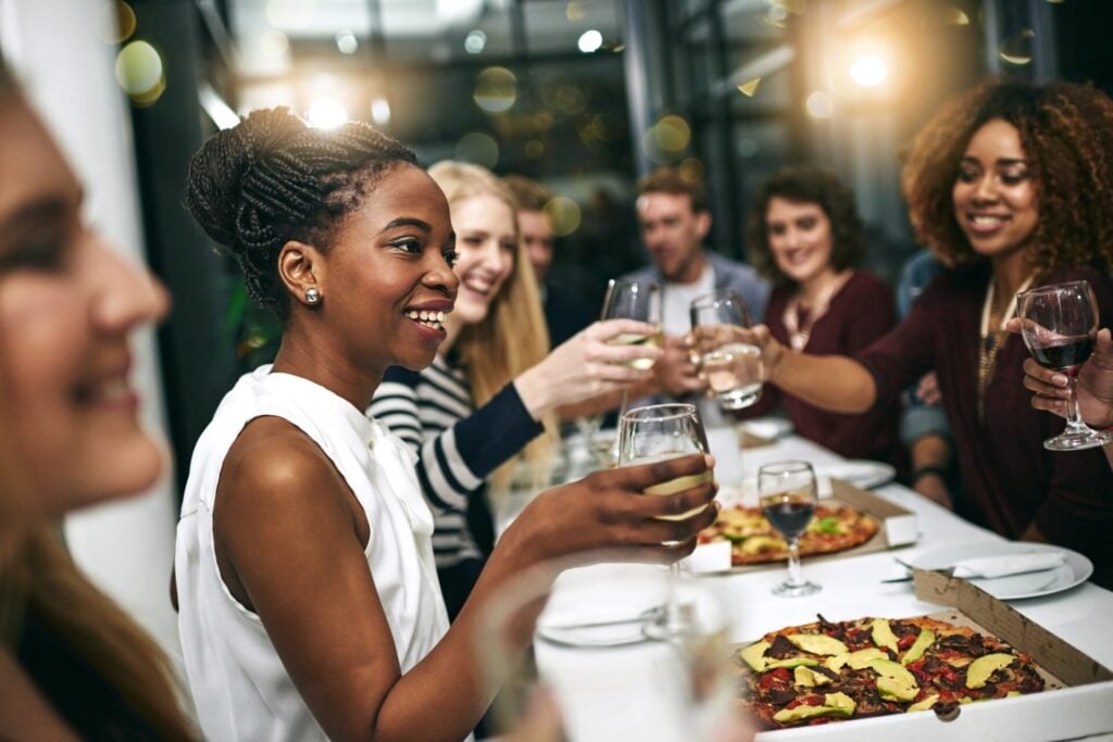 woman at dinner party