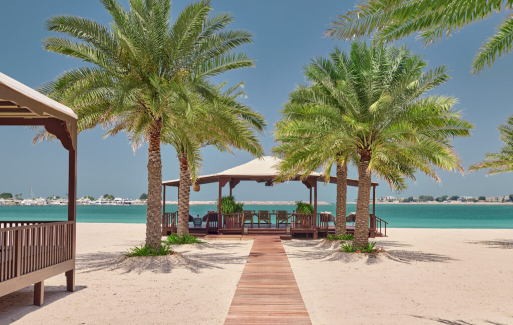 beach at exterior of mandarin oriental emirates palace