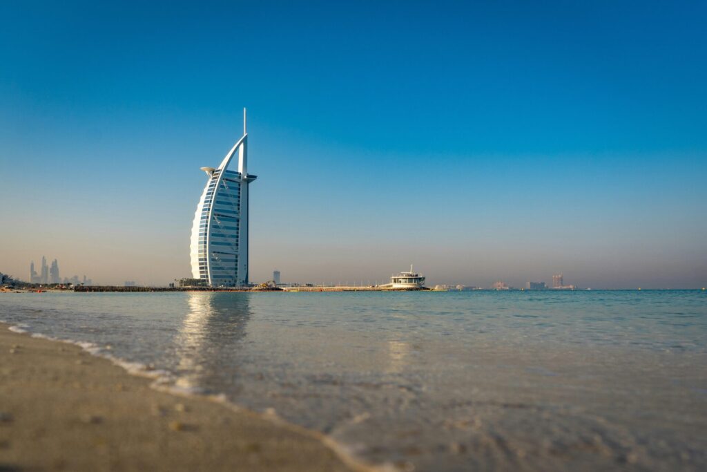 The UAE is the safest country in the world - picture of Burj al Arab on the sea in the sunshine