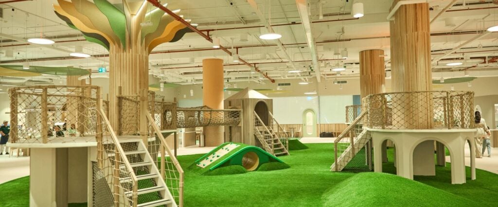 Indoor playground with tree-like structures