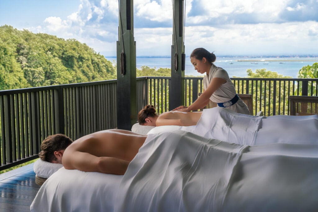outdoor spa at raffles Bali