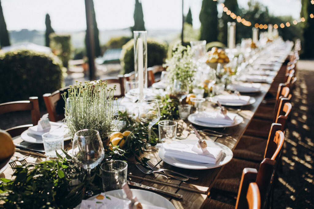 a table set for a dinner party
