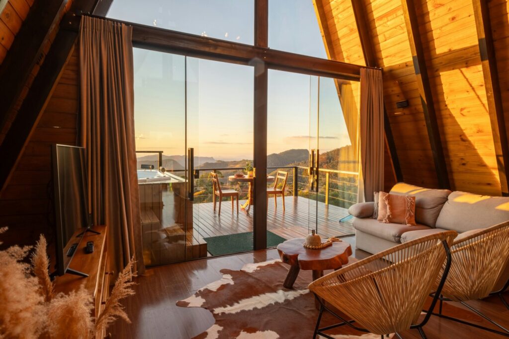 Cozy cabin with scenic mountain view